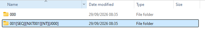 Folder View Showing Sequencing Folder Naming Convention